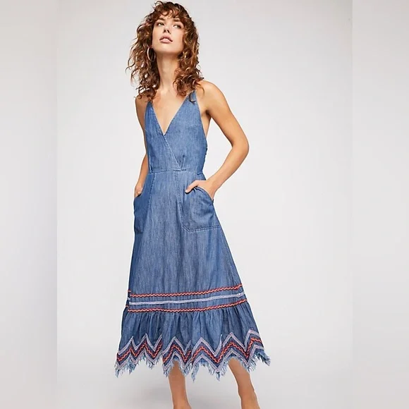 free people blue midi dress Free People Adriel Midi Dress main image 0